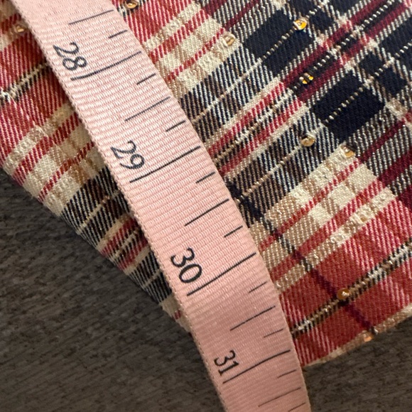 Anthropologie Avery Pleated Wide-Leg Preppy Trousers by Maeve Plaid Sparkle Sz L - Picture 7 of 7